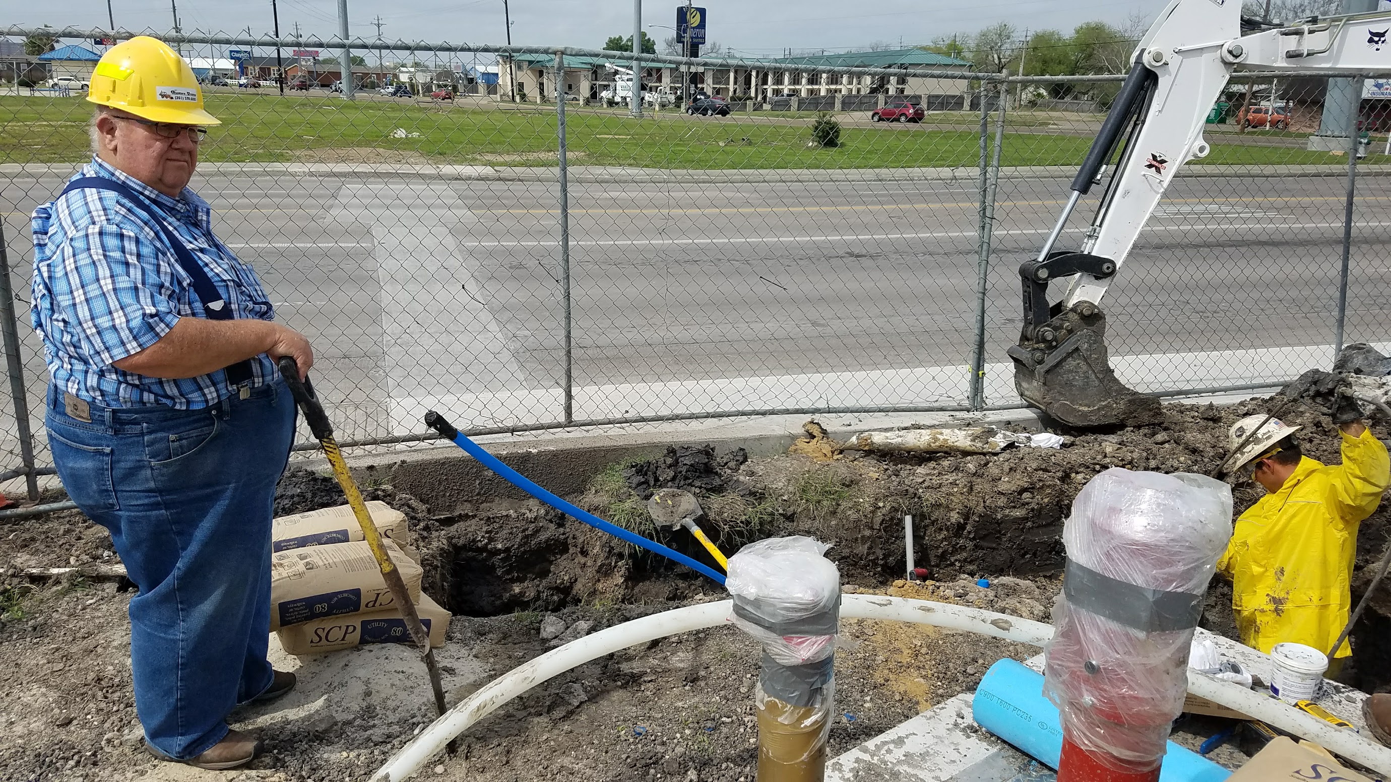 August Geigle supervising underground utility work at a Victoria, TX jobsite