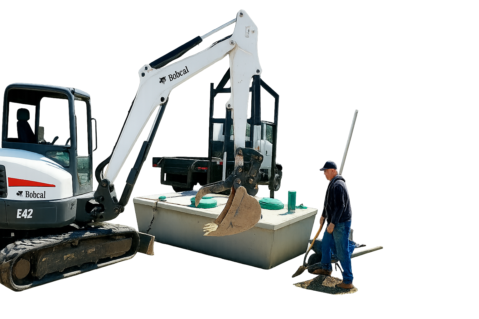 Bobcat equipment during septic system installation in Victoria, TX