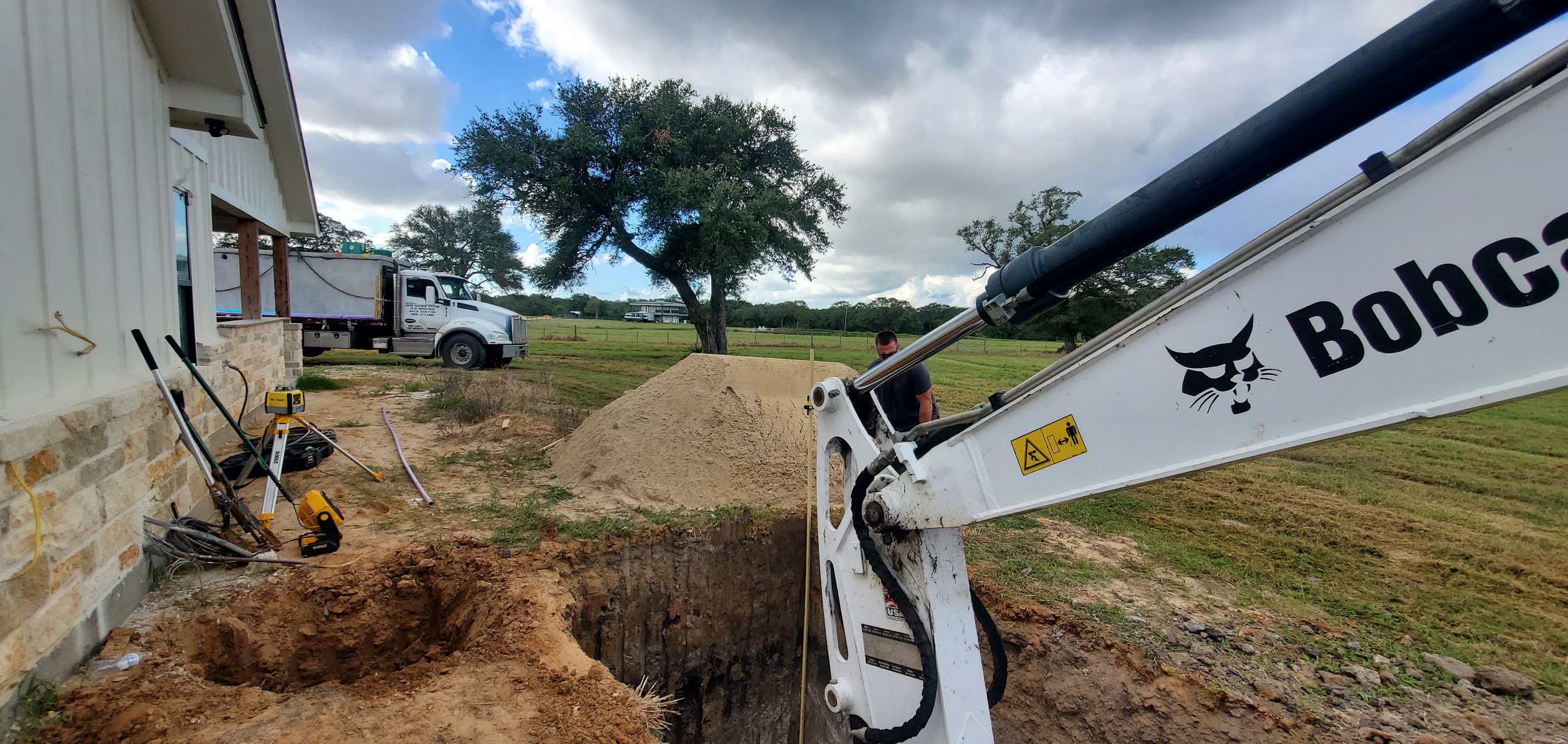 Septic tank installation in progress in Victoria, Texas